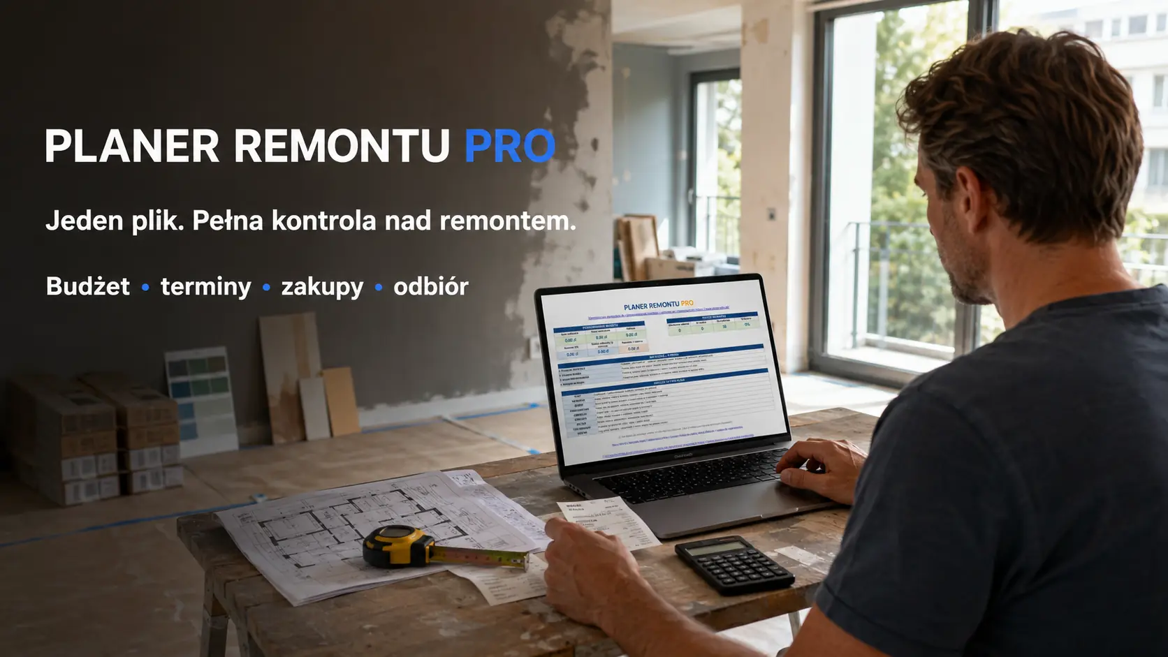 Osoba kontrolująca budżet, terminy, zakupy i odbiór remontu w Planerze Remontu PRO